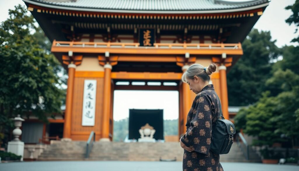 respectful tourist at Nara shrine