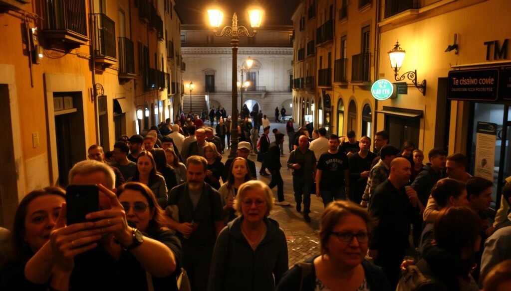 tourists on streets at night tourists on streets at night